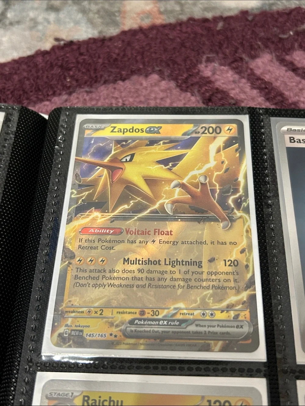 Pokemon Zapdos EX Holographic Trading Card – Yellow & Gold Lightning